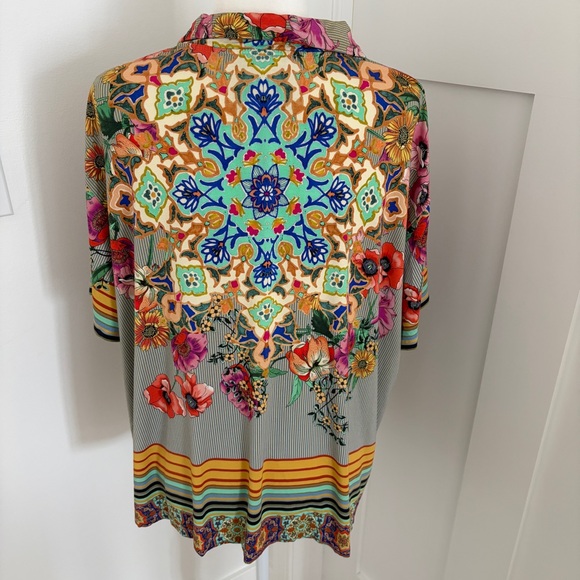 Johnny Was Los Angeles Hunter Polo Shirt Floral Bohemian Multicolor Sz XXL *D8 - Picture 4 of 4